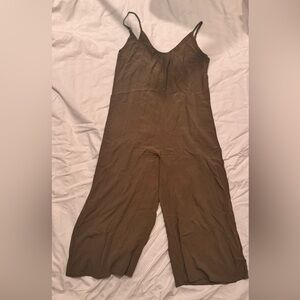 green linen Solution jumpsuit